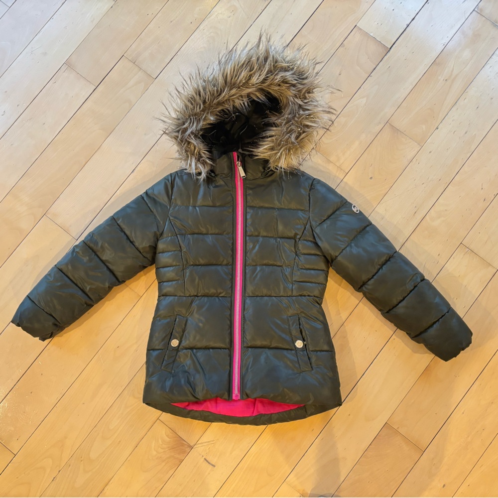 Girls Michael Kors Puffer Jacket with Faux Fur Hood